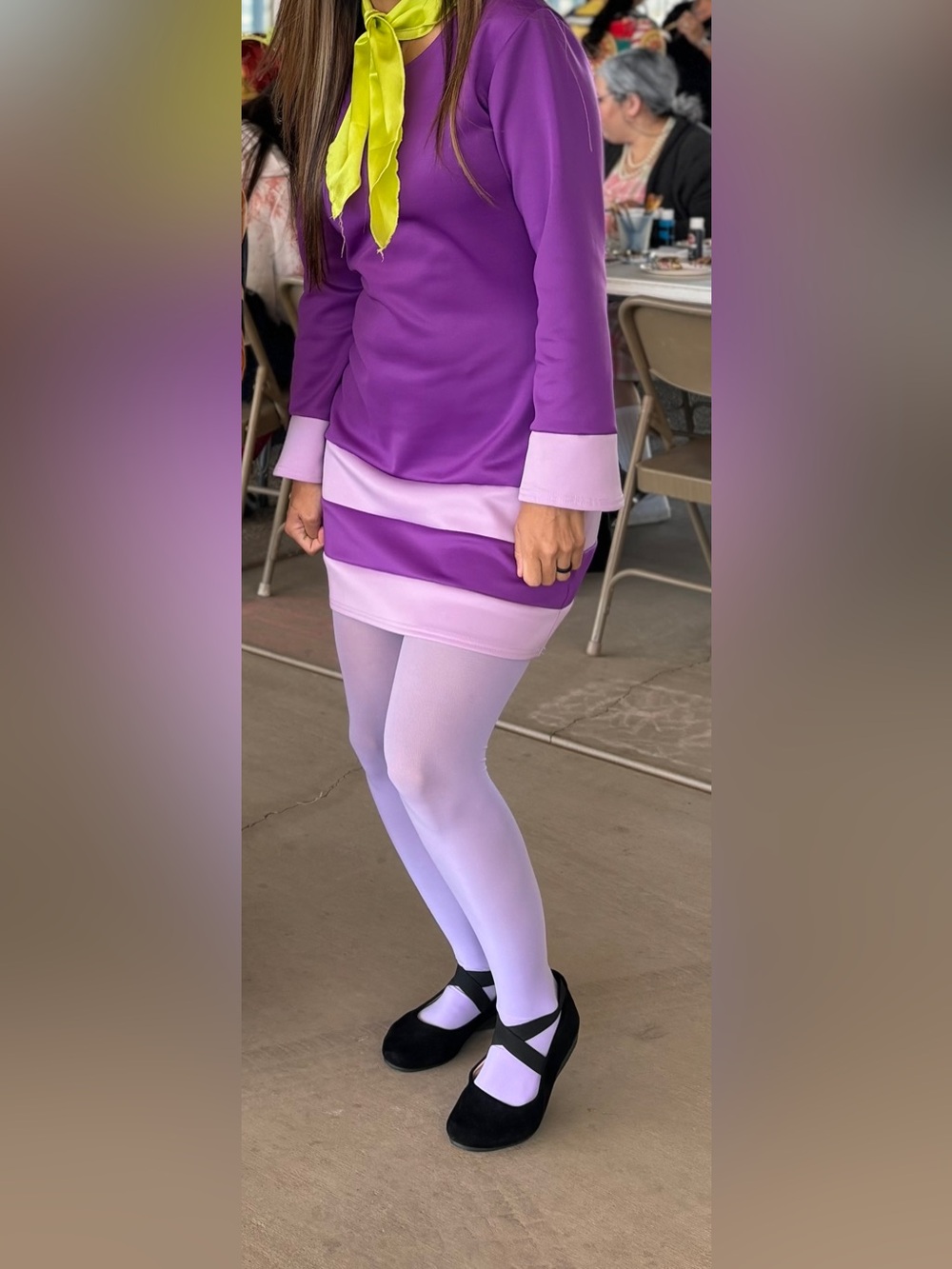 Daphne Costume Colorblock Purple and Lilac Mini Dress with Lilac Tights